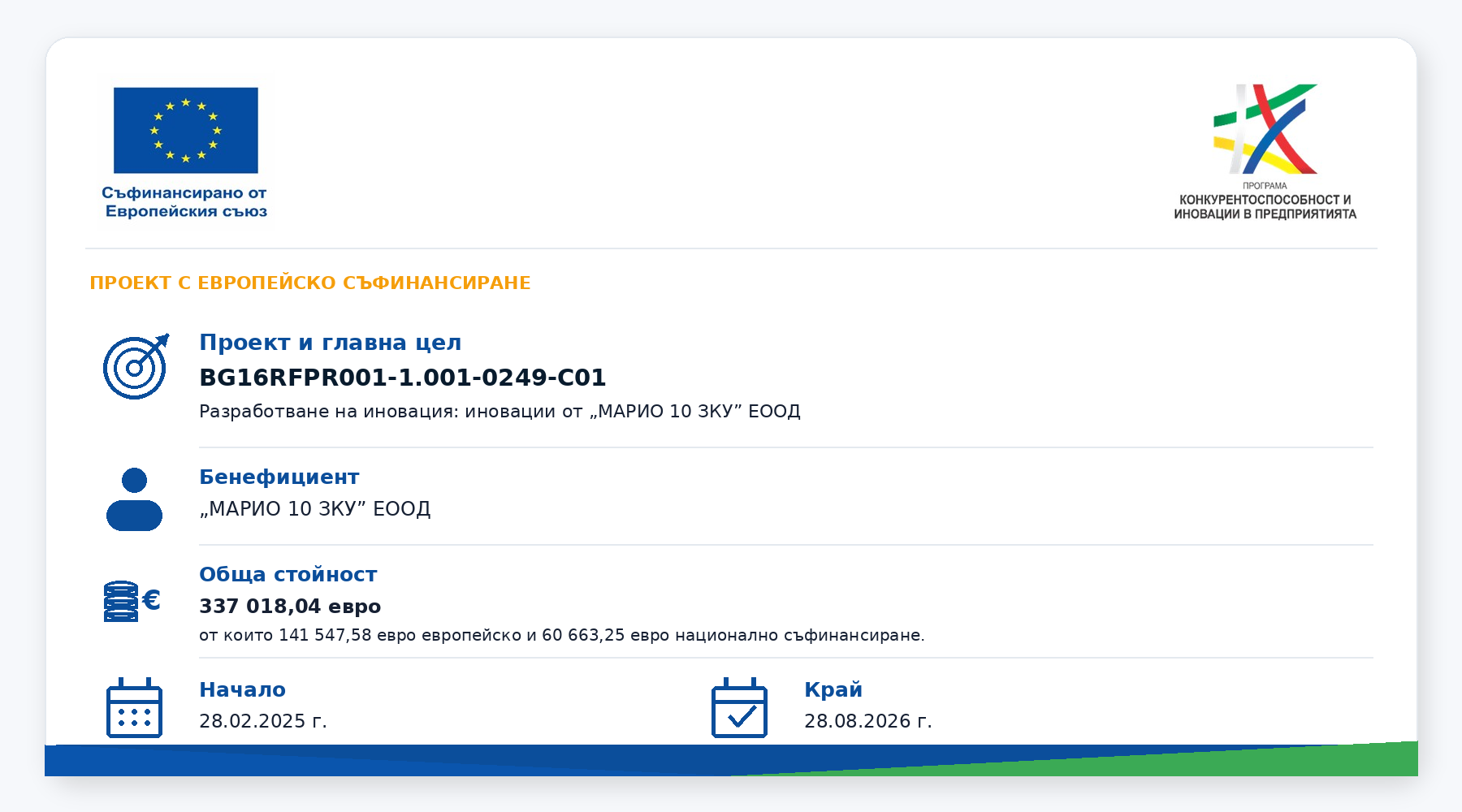 Проект BG16RFPR001-1.001-0249-C01